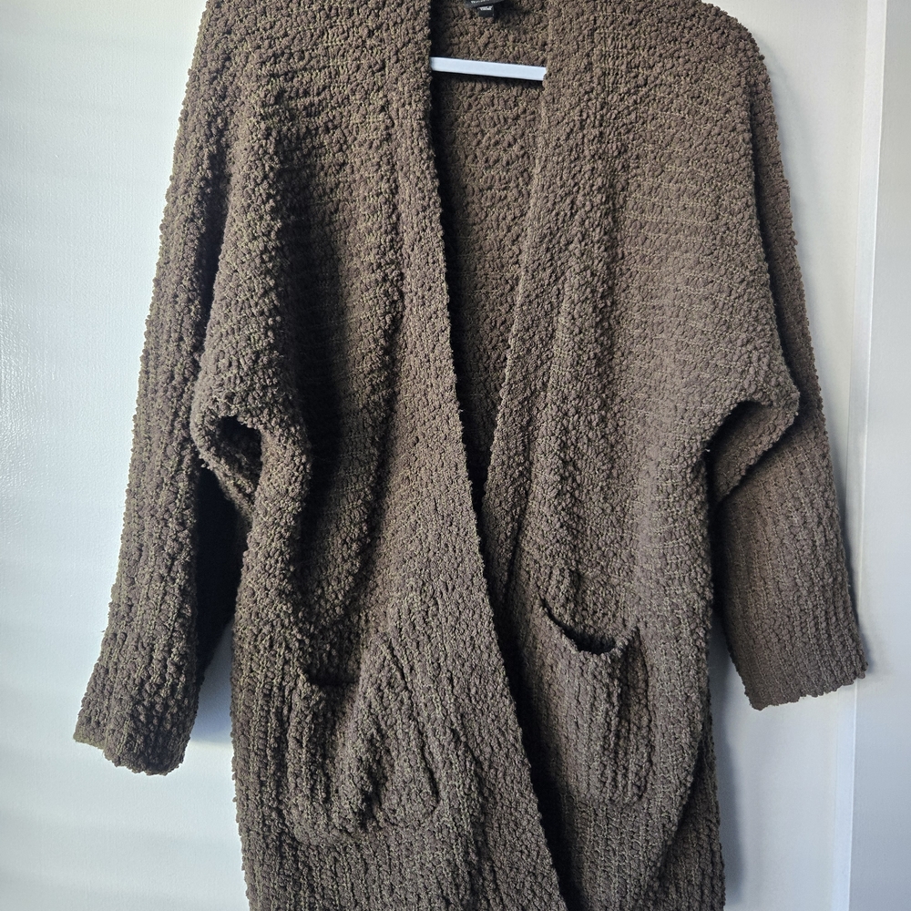 Bobeau Cozy Olive/Brown Women's Cardigan-Size Large